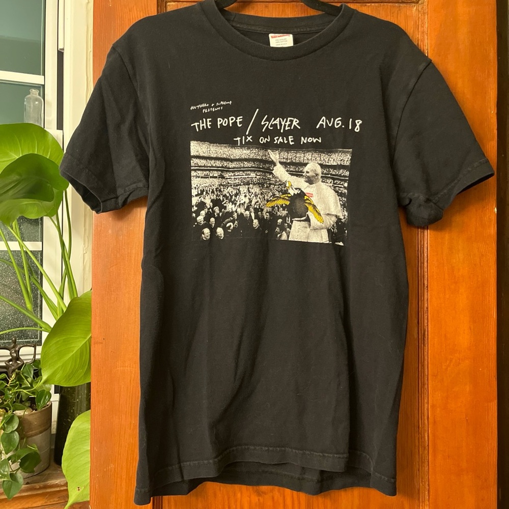Supreme Anthero Pope Black Short Sleeve T-shirt Size Medium